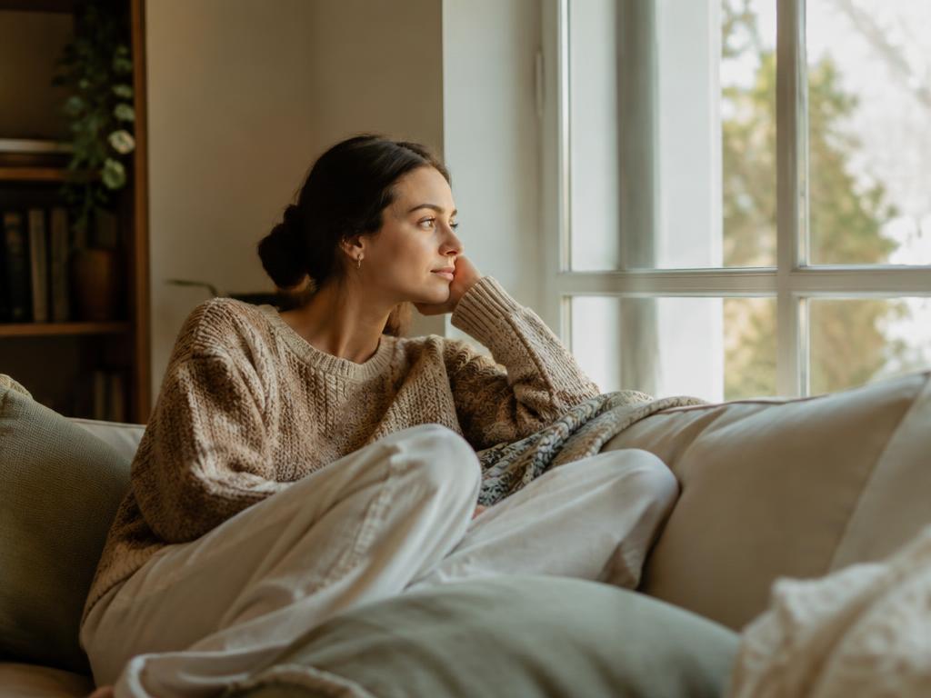 Woman resting by a window